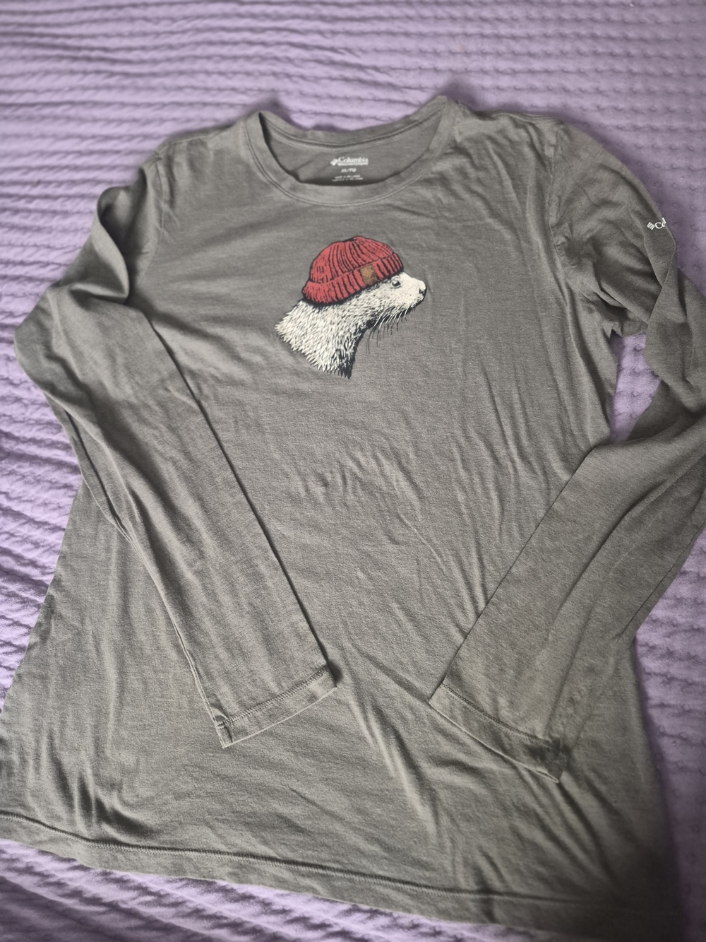 Columbia Long Sleeve Graphic Tee in Olive Green XL Like New